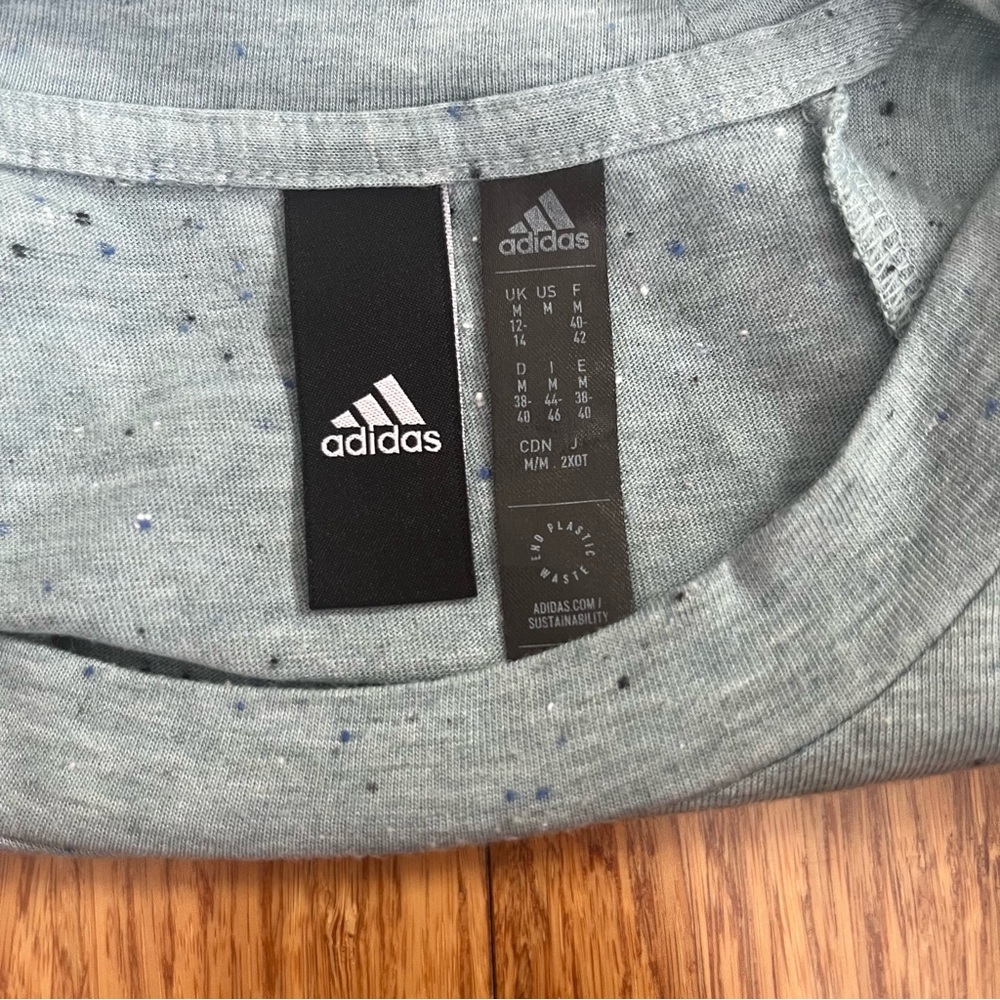 Adidas Women’s Blue T-shirt With Speckled Print - Picture 3 of 4